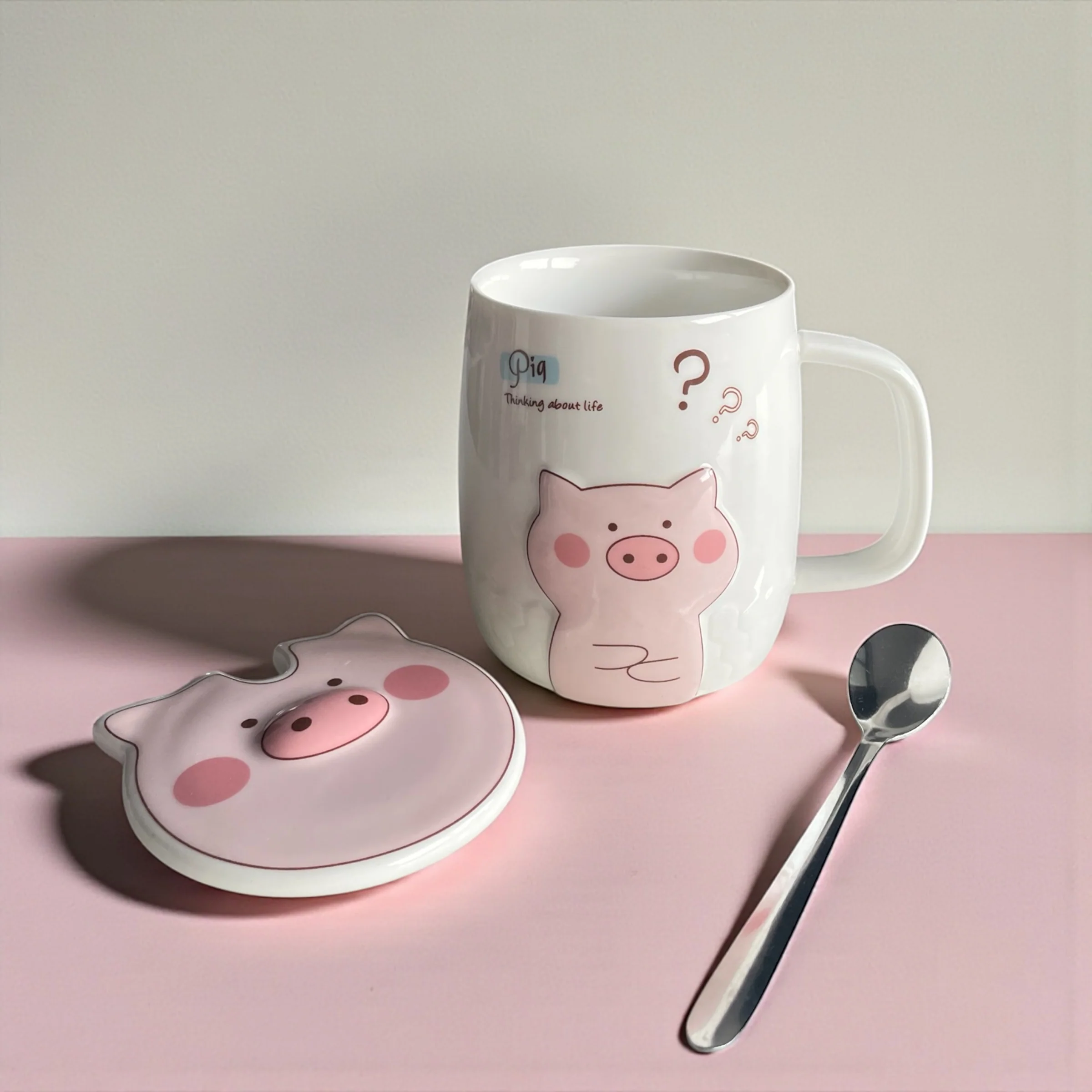 Taza 3D Cerdito Cute con Tapa y Cucharita - Image 4